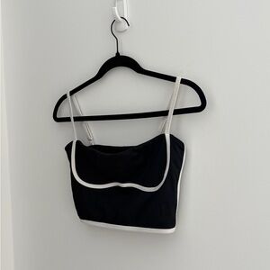 Black Crop Tank with White Trim - Women's Top
